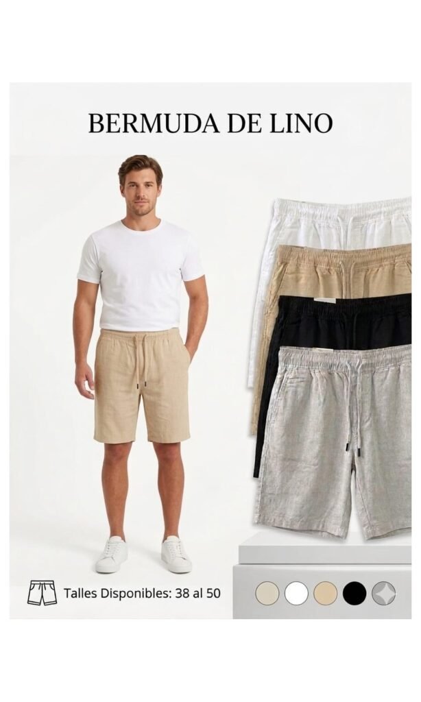 Pack x7 — Bermuda jogger lino con spandex