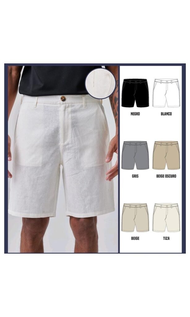 Pack x7 — Bermuda de lino corte chino