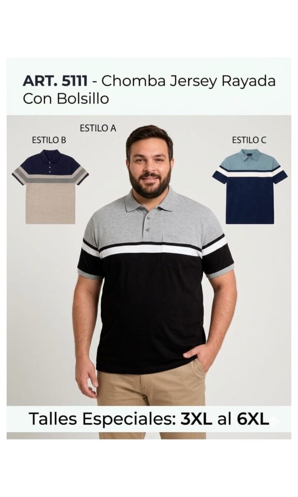 Pack x4 — Chomba Jersey rayada talle especial