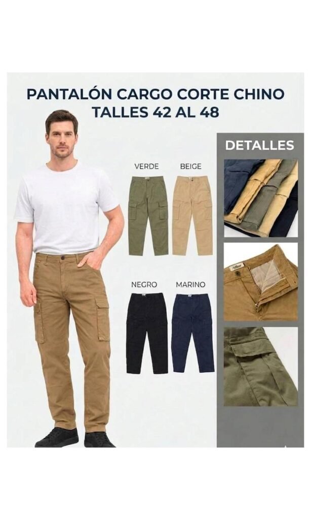 Pack x4 — Pantalón chino cargo gabardina