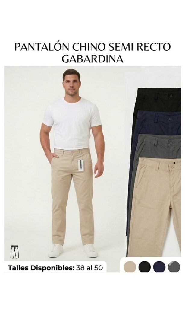Pack x7 — Pantalón corte chino gabardina