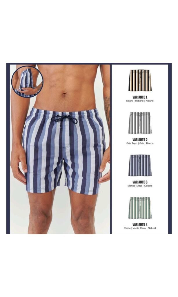 Pack x5 — Shorts de baño rayas