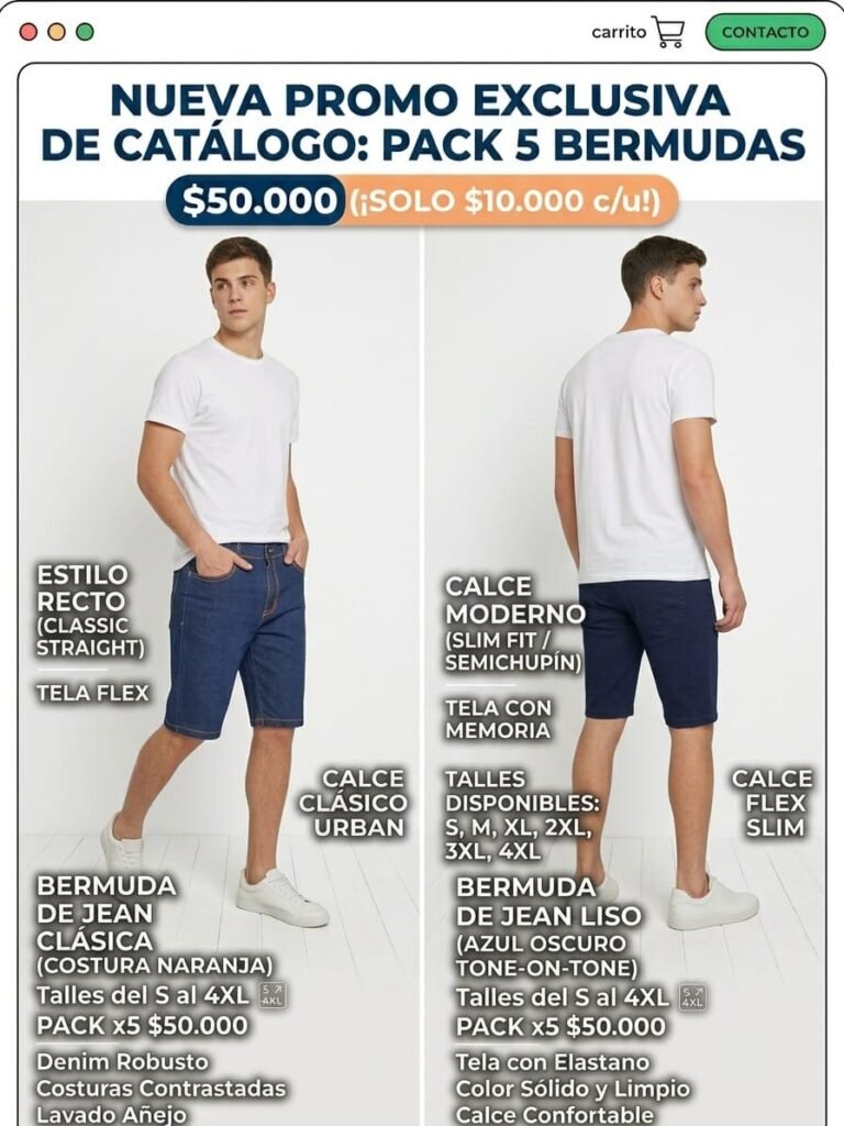 pack x 5 bermuda de jean de hombre